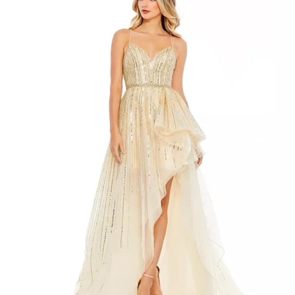 Mac Duggal Gold Sequin Gown